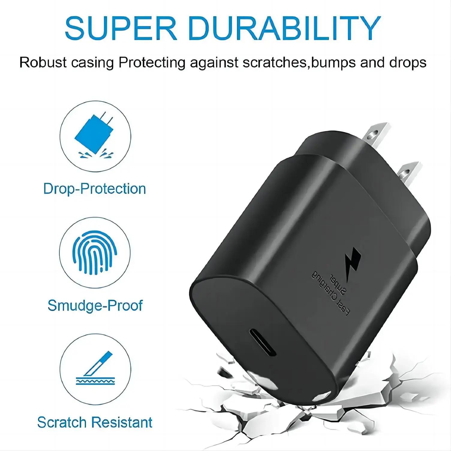 

Зарядное устройство PD 25 Вт для быстрой зарядки с набором кабелей Type-C 1 м/3 фута для телефона Samsung IPhone15 - 2 шт. US