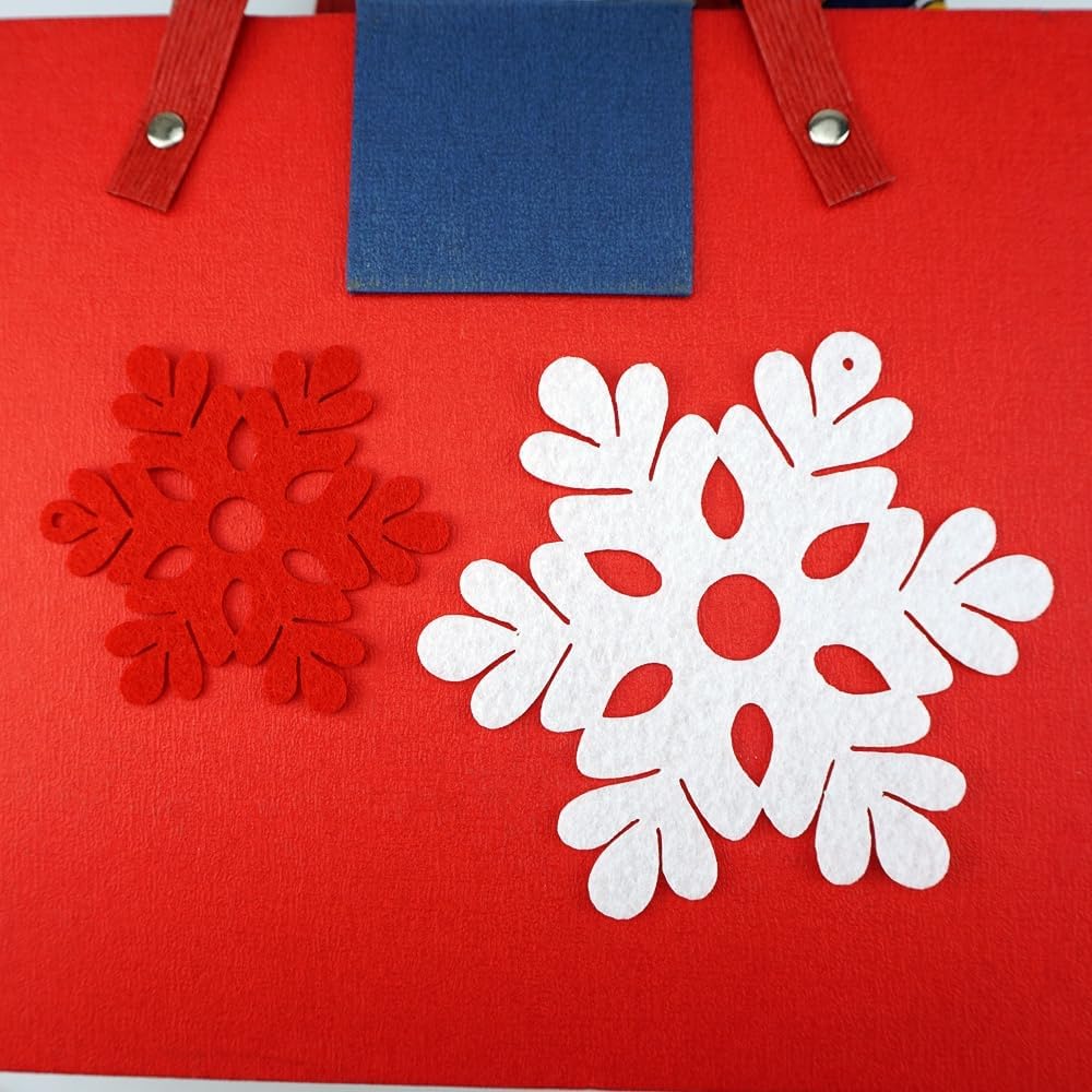 40 PCS White Red Snowflake Ornaments Bulk Felt Hanging Snowflakes Decorations for Holiday Winter Party Decorations
