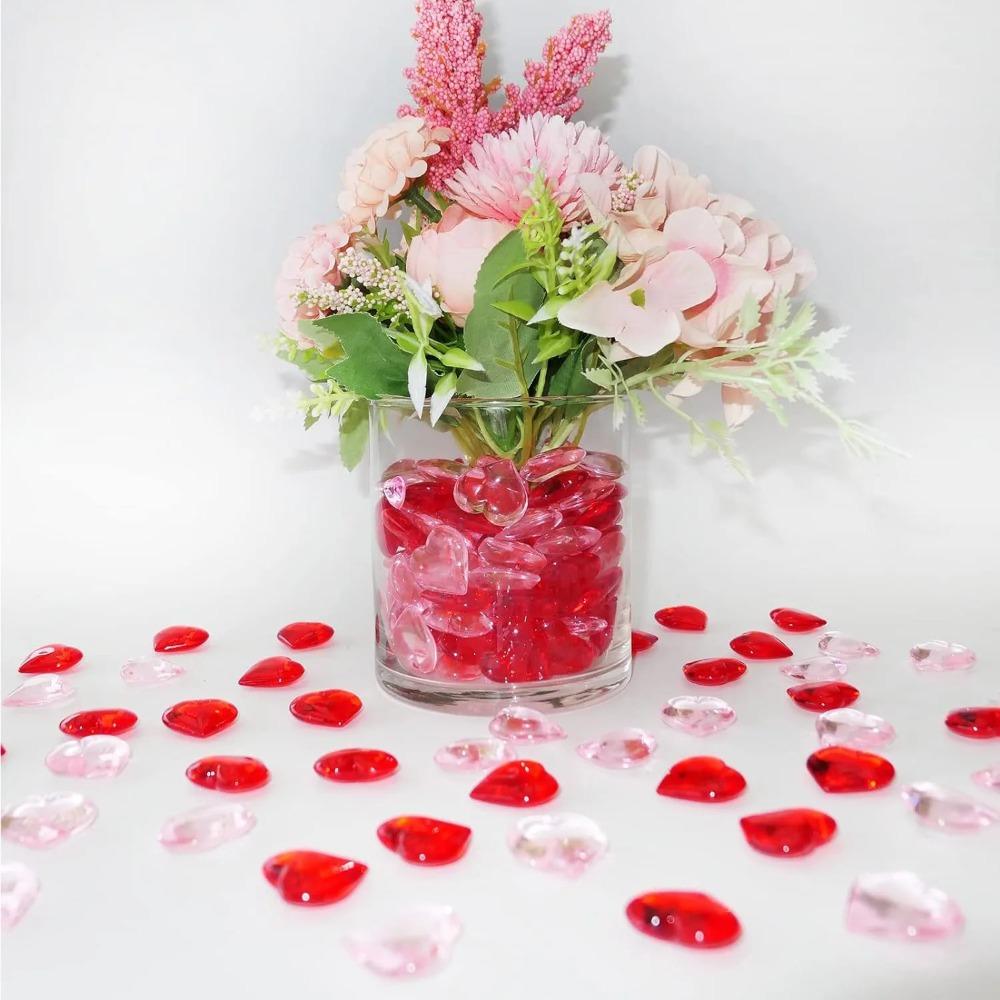 250Pcs 3D Heart Shaped Valentine's Day Decorations 250g Love Heart Ornaments  Wedding Vase Filler