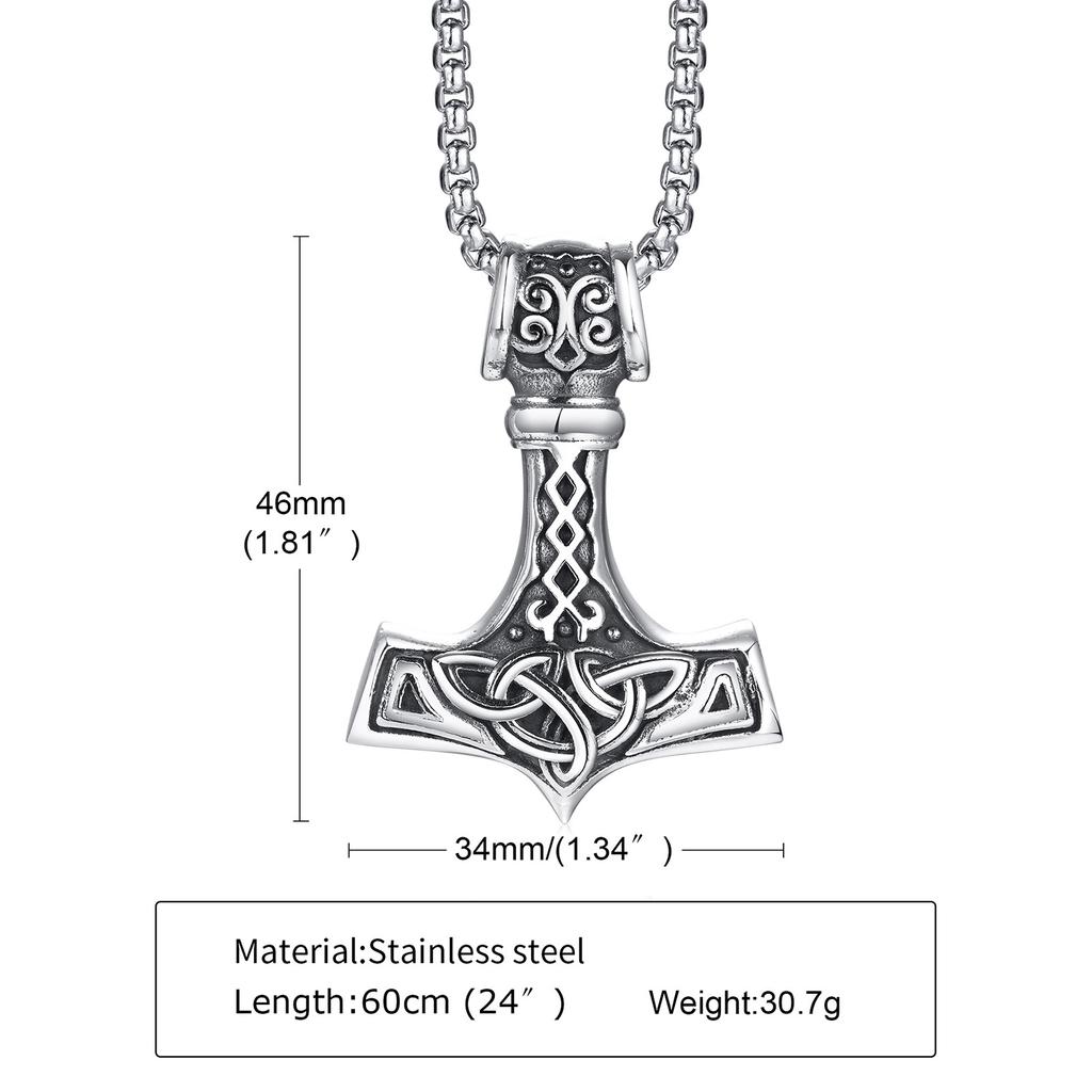 Viking Axe Necklace for Men,Vintage Stainless Steel Pirate Runes Necklace,Rock Punk Jewelry Gift for Dad Son Husband BBF