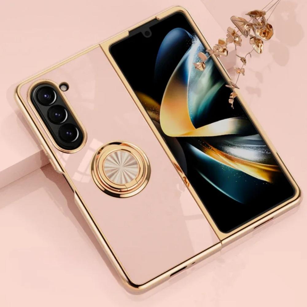 Electroplating Magnetic Ring Holder Phone Case for Samsung Galaxy Z Fold 6 5 4 Fold6 Fold5 Fold4 5G Shockproof Hard Shell Cover