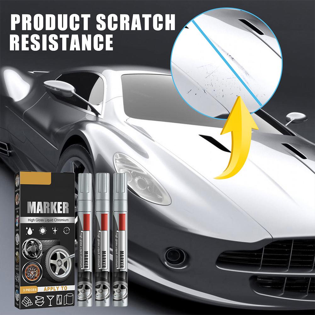 3pcs Chrome Marker Pen Permanent Marker For Car Bike Motor Tires Tyre Marker Paint Pen Rubber Tyre Marker Metallic Markers