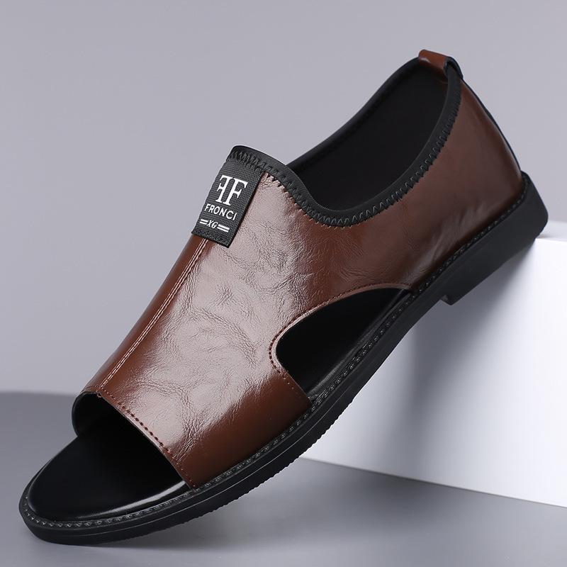 Men s 2025 Breathable Non-slip Beach Sandals in Extra Large Leather 48