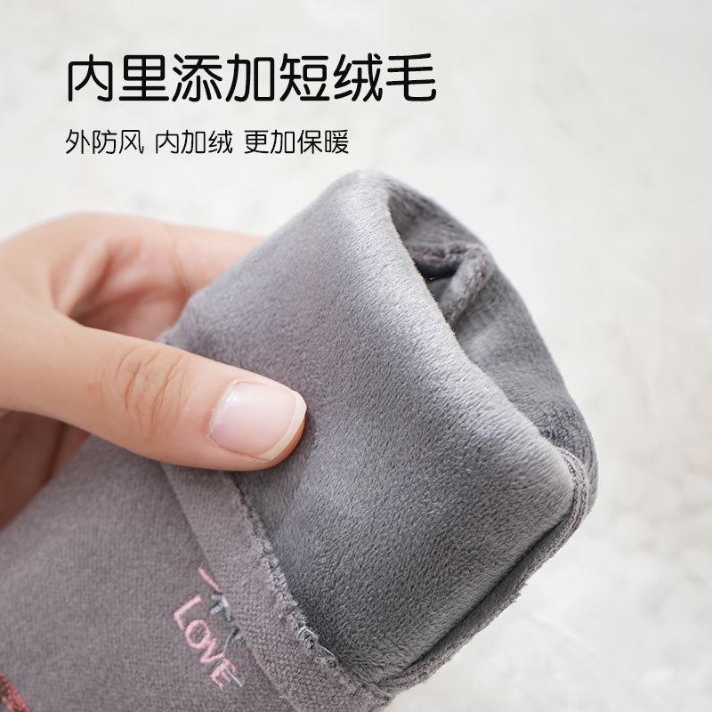 Warm gloves for women's outdoor riding German velvet velvet windproof and cold-proof touch screen driving two-piece set of non-slip gloves