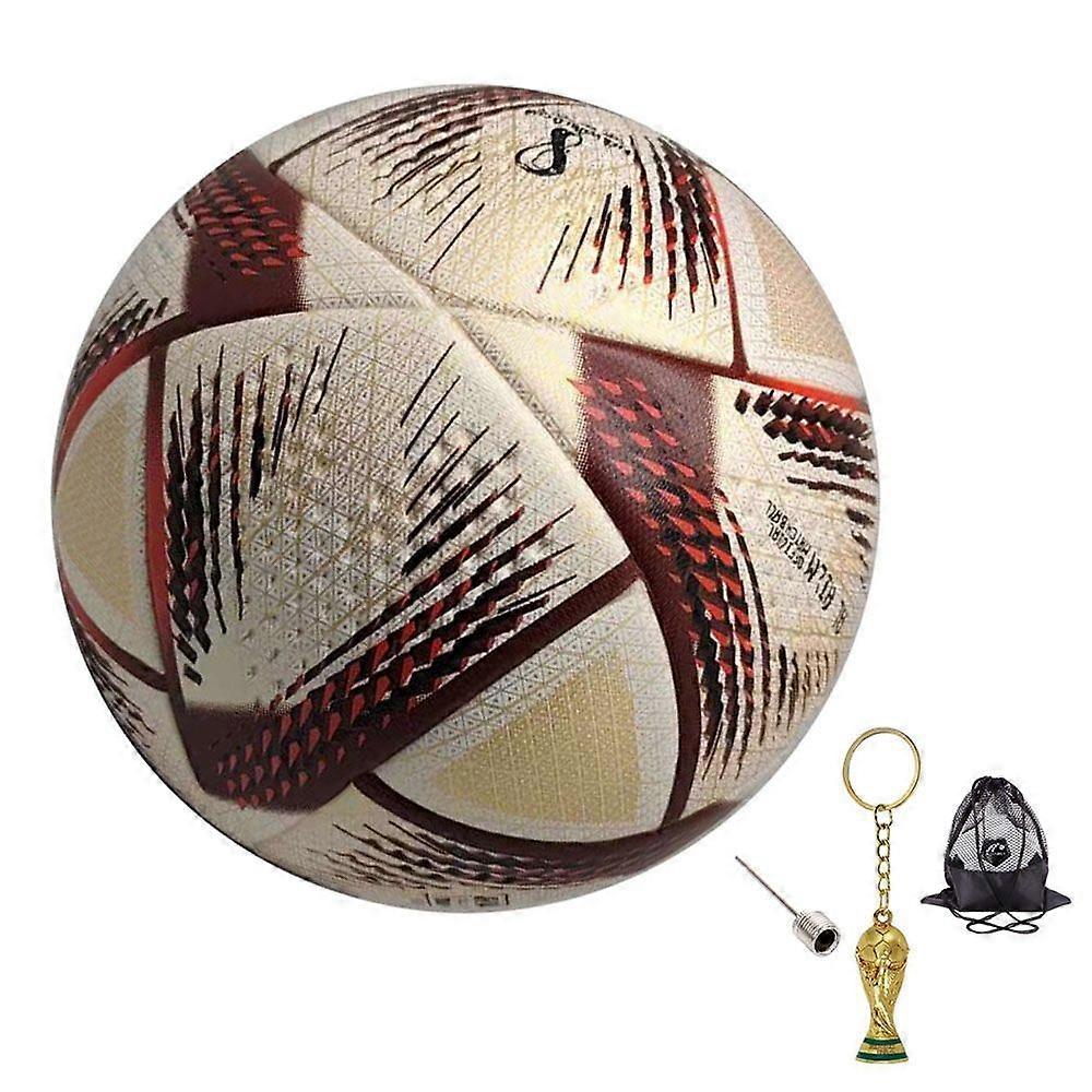 Pallone da Calcio Marrone Coppa del Mondo Qatar 2022 per Allenamento con Borsa per Pallone, Portachiavi, Regalo