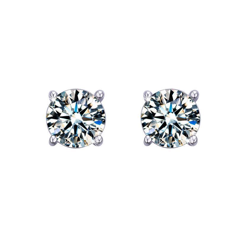 S925 Sterling Silver Moissanite Stud Earrings, Four-Prong, Simple & Versatile, with Certificate 0.5ct Four-Prong Stud Earrings (Pair)