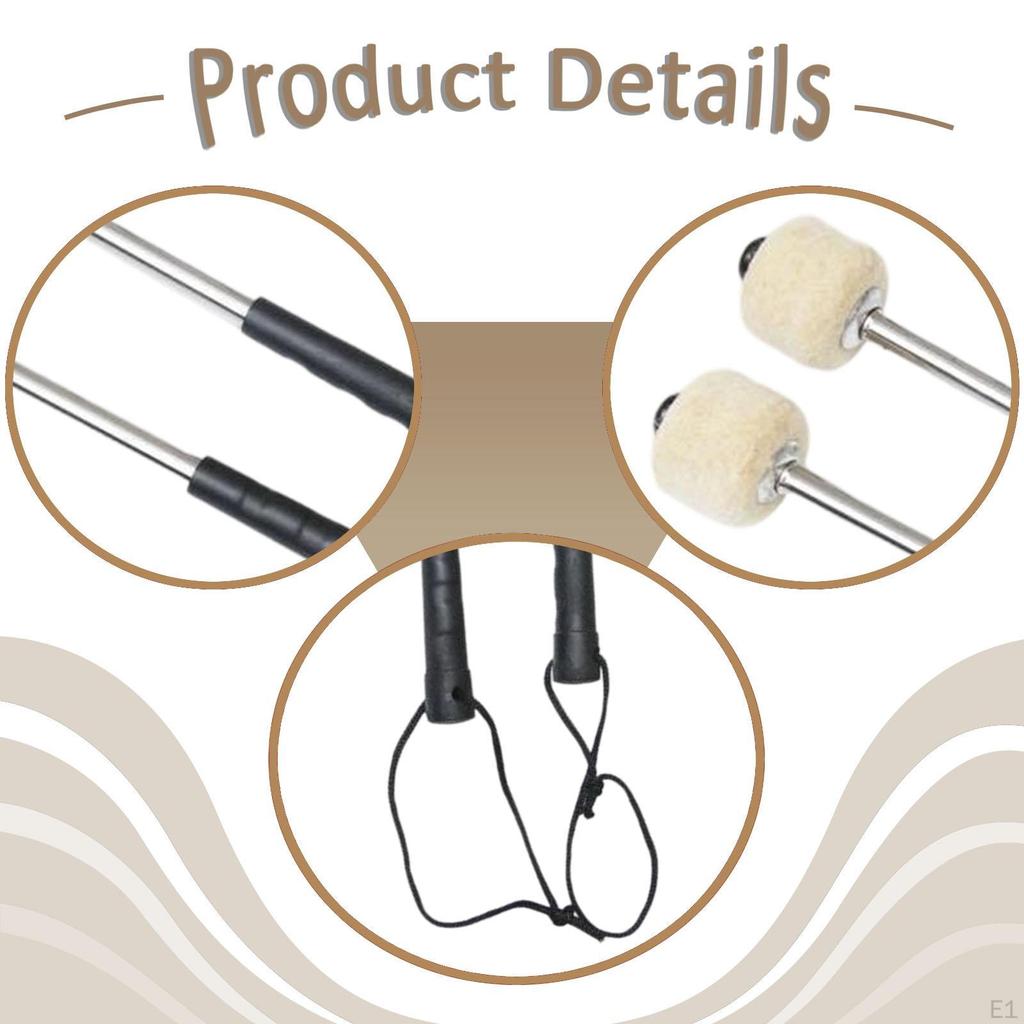2 Pieces Head Drum Mallets Percussion Parts Professional Beginners Premium Sturdy Portable