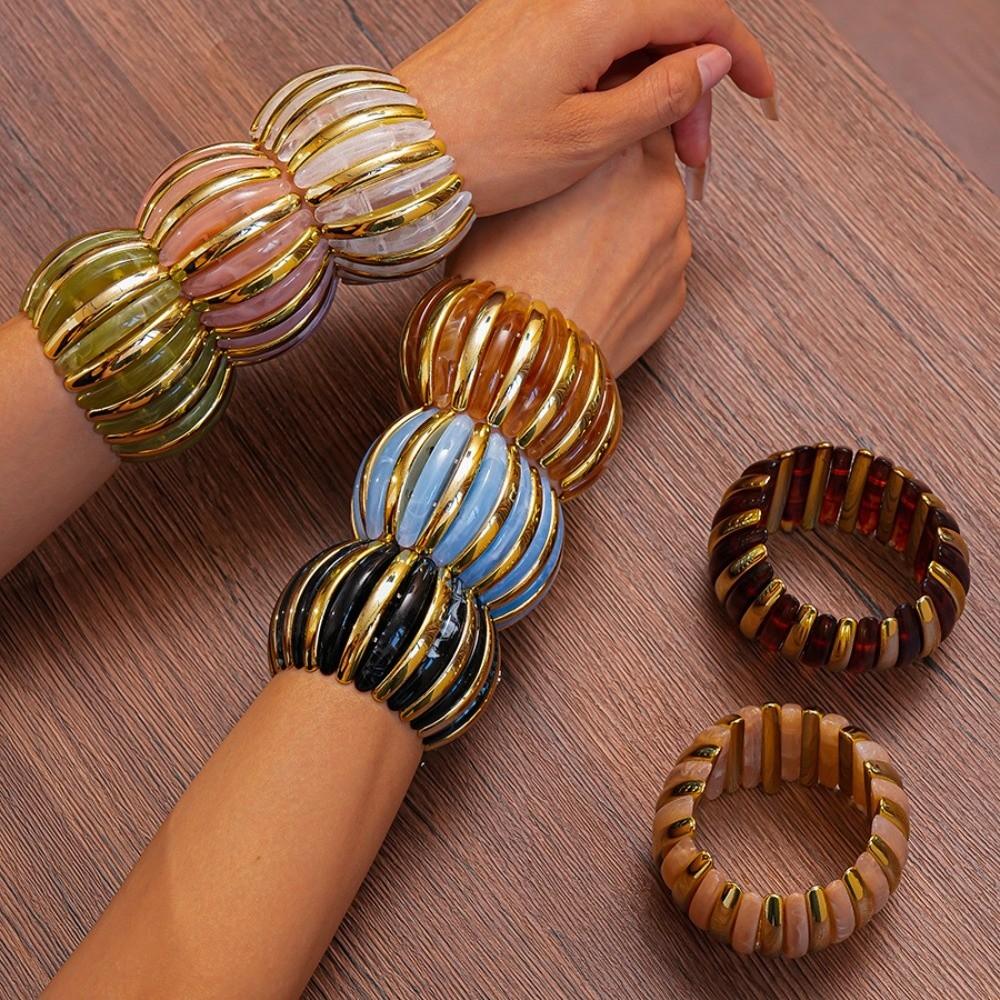 Wide Exaggerated Bracelet Elastic Rope Bead Retro Hand Ring Wide Chunky Bangles Decoration