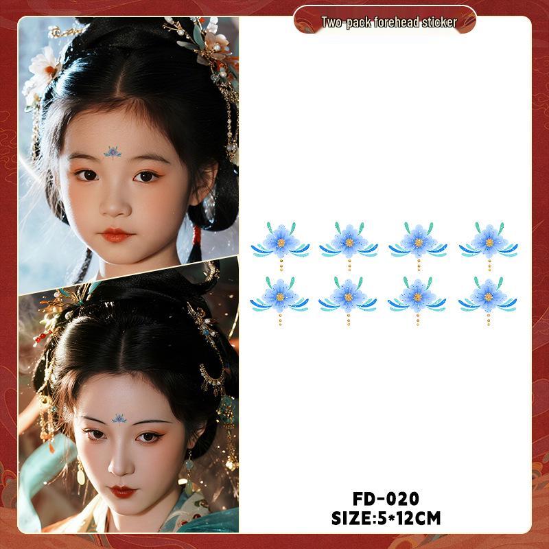 Dunhuang Glitter Face Stickers: Ancient Style Forehead & Eye Tattoos for Hanfu and Stage Performance