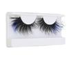 1 Pair 25mm Blue False Eyelashes Women Stylish Costume Party Reusable Long Curly Colored Fake Eyelashes 697A‑3C