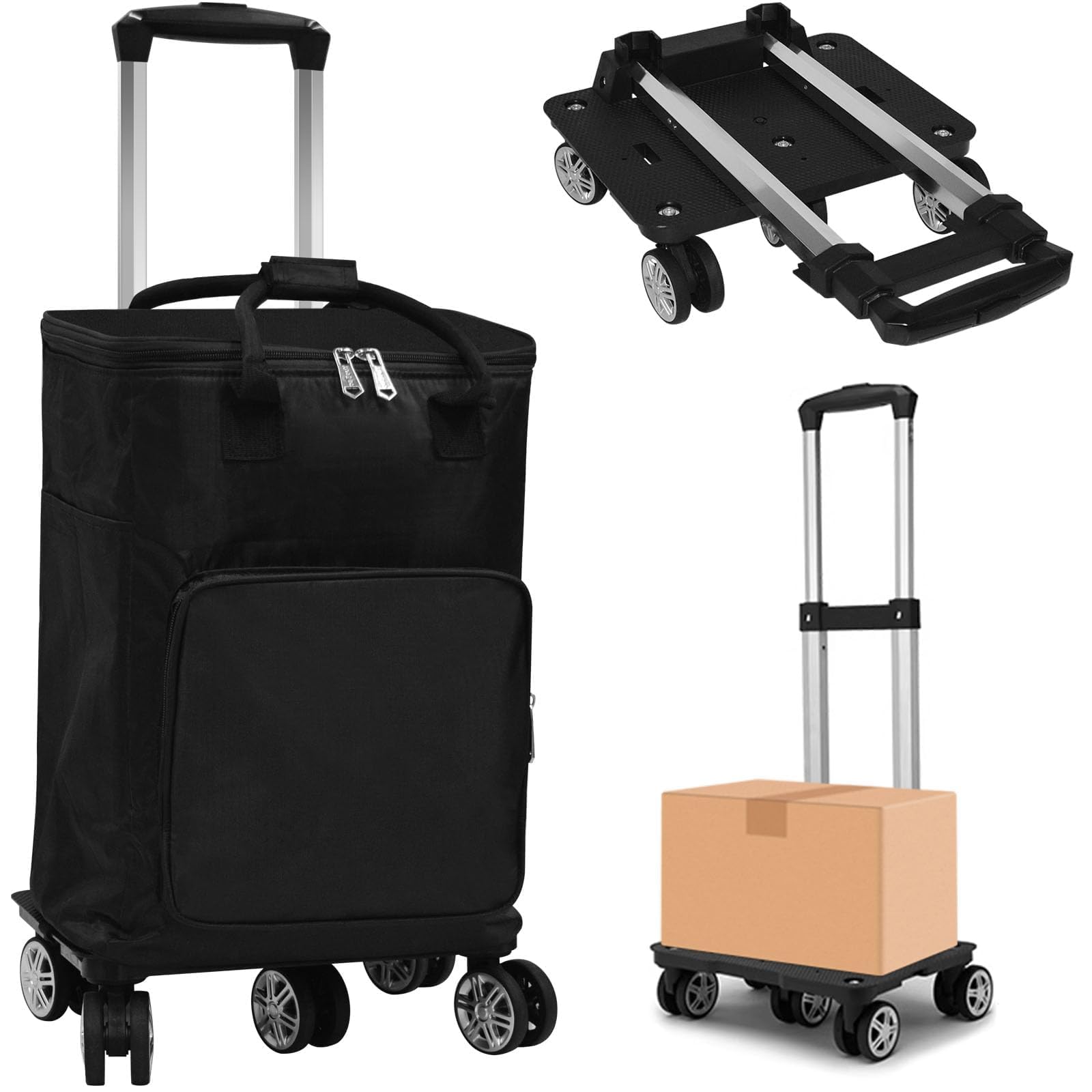 

Колеса Vtuesxn емкость 33 л тепло и холод шопинг шопинг с охлаждающей стороной 360 градусов длина с для пожилых людей шопинг легко удобно для чёрный