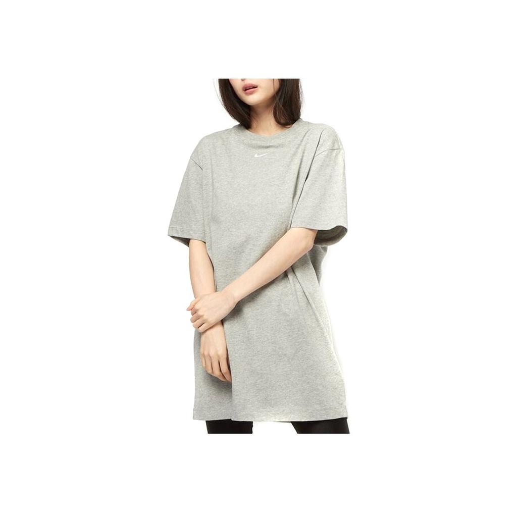 Nike Embroidered Swoosh Logo Short Sleeve Dress Women Dress Grey CJ2242-063