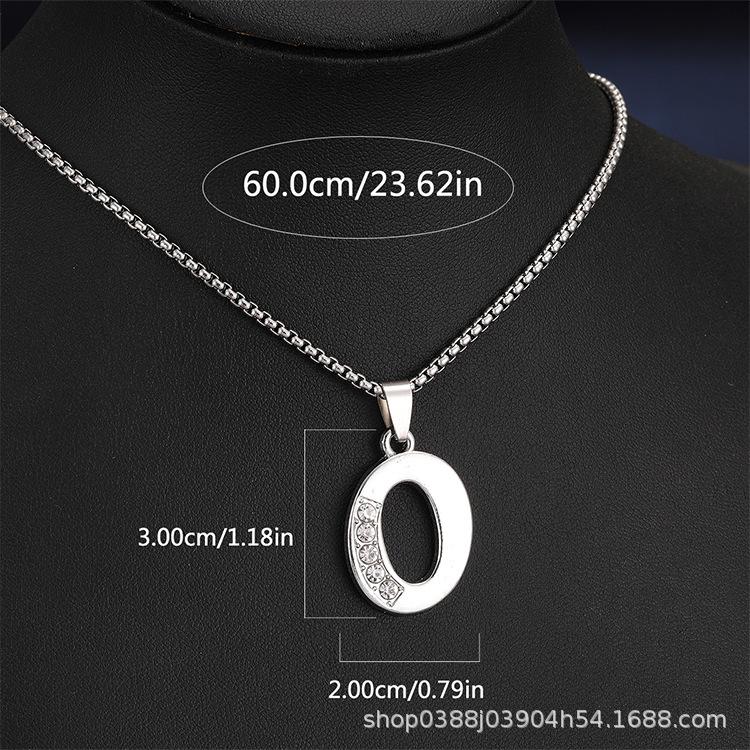 Collana con Ciondolo Lettere Inglesi 26 Colore Argento alla Moda Micro-intarsiata Zircone per Uomo Donna Amici Coppia Gioielli in Acciaio Inossidabile