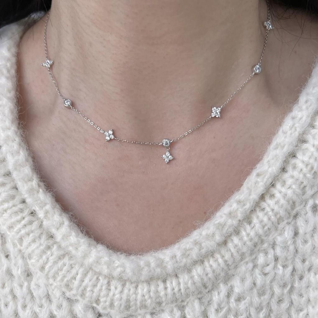 Xiaohongshu Clover & Star Necklace - Minimalist Fresh Style