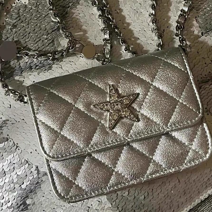 IELGY Женская универсальная серебряная маленькая квадратная сумка с бриллиантовыми — фото 5