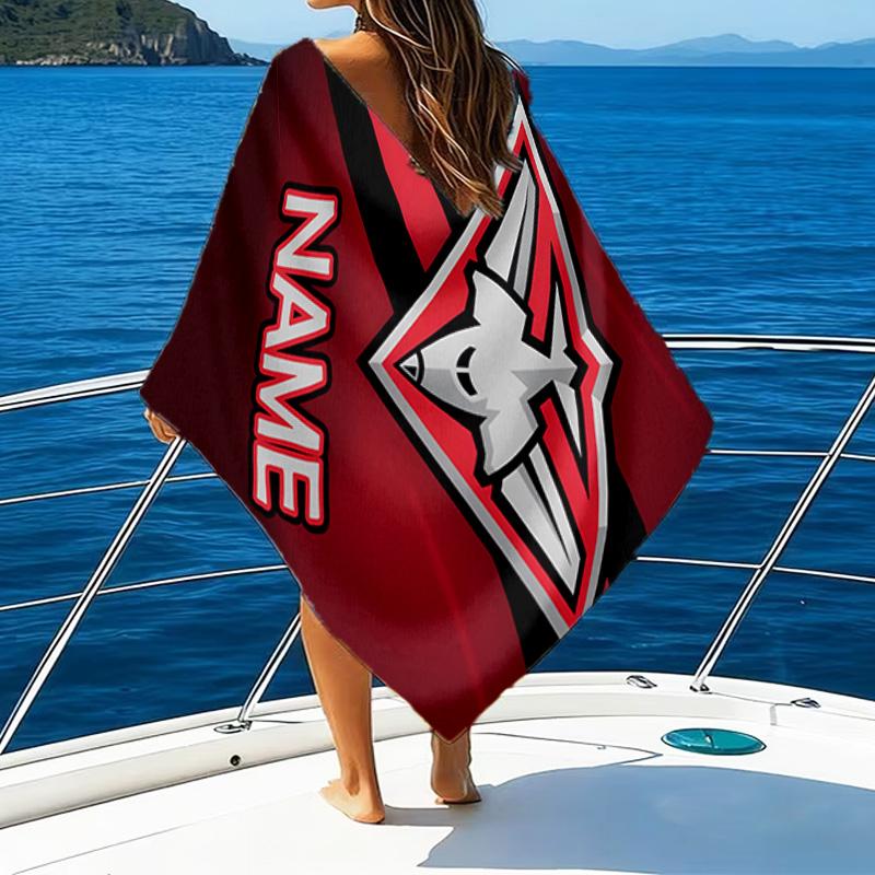 1pc Football20 Beach Towel with Custom Name, Beach/Swimming/Bath/Picnic/Camping Towel, Suitable for Seaside Beaches