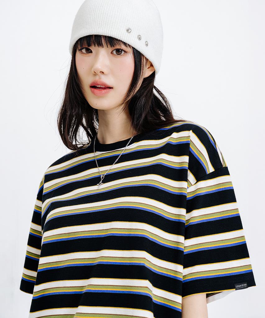 LEMAIN SECOND Fine Stripe Oversized Short Sleeve T-Shirt [Ivory]