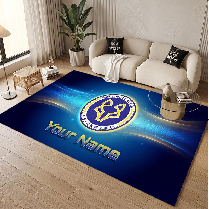 Custom Rug Leicester City Pattern Print Name Text Soft Non‑Slip Floor Carpet for Home Indoor Decoration