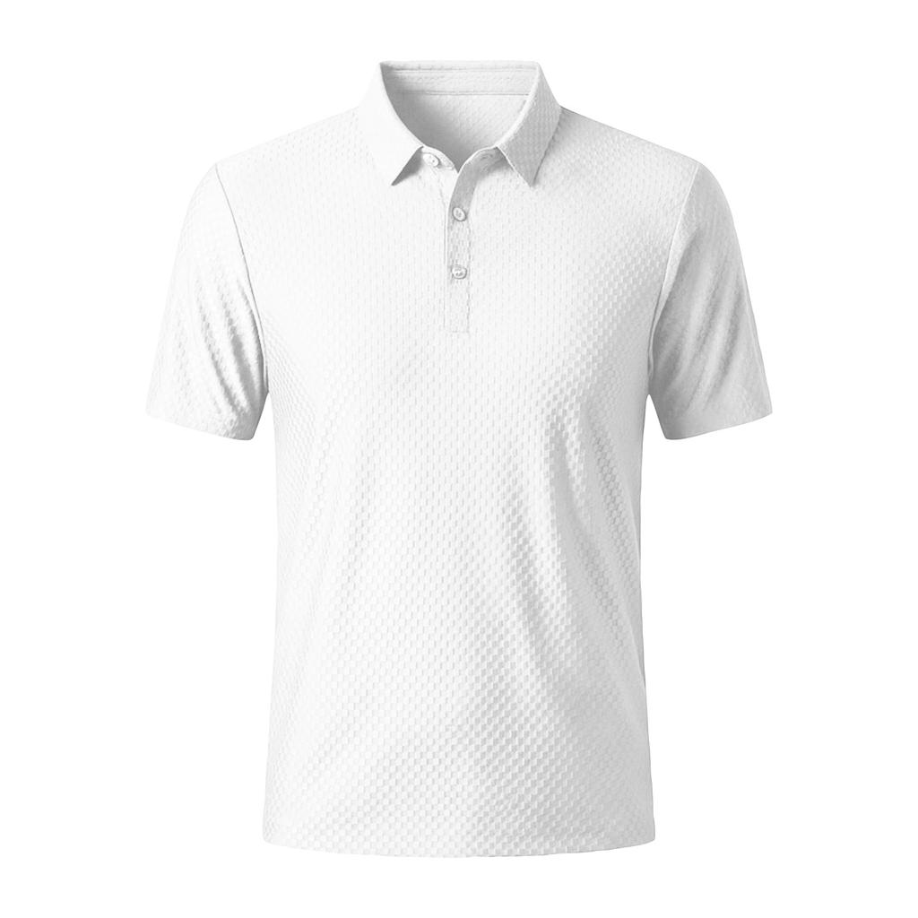 Men's Summer Ice Silk Mesh Short Sleeve Polo Shirt Button Front Breathable Lightweight Casual Top for Outdoor Activities