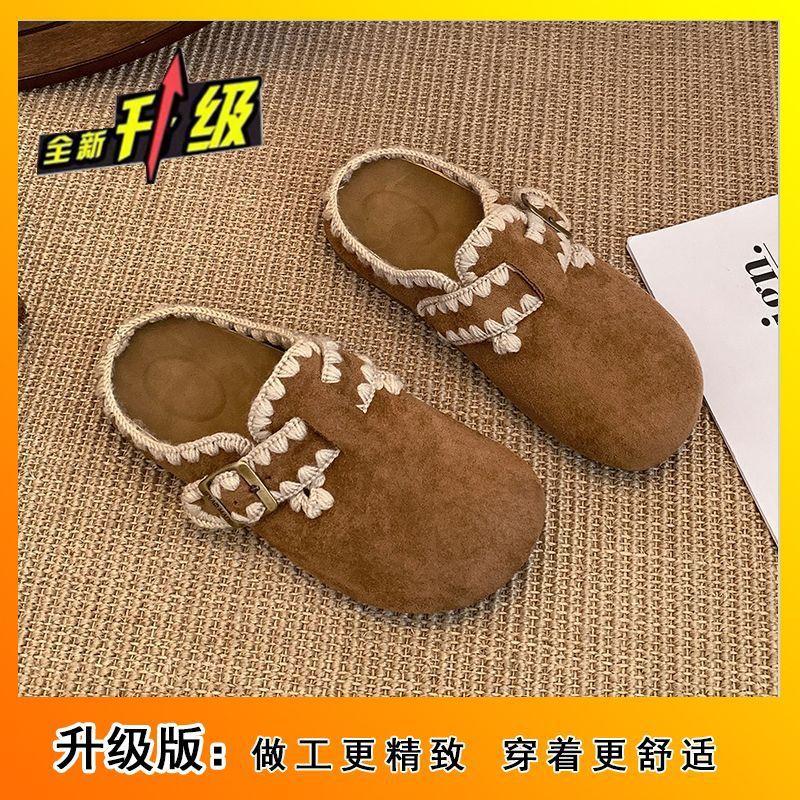 High-value one-pedal Birkenstocks 2025 autumn and winter new thick-soled heightening single shoes lazy bag head half drag women's outer wear