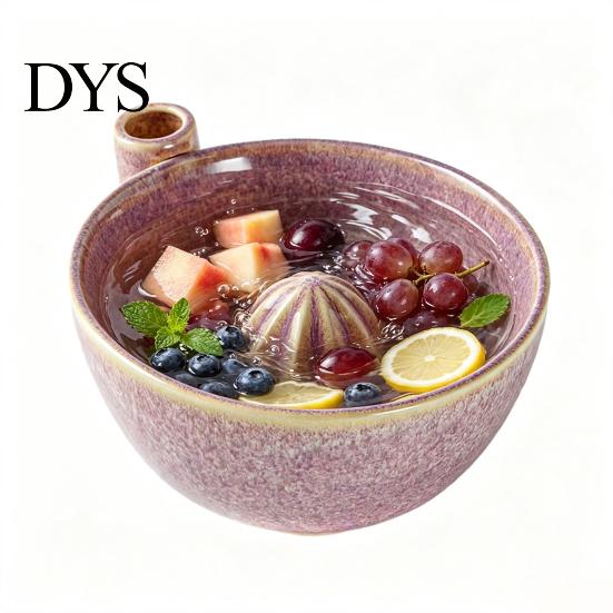 Easy Clean Dishwasher Safe Bowl Berry Swirl Draining with Silicone Pad, Ceramic Retro Kiln Kitchen Gadget for Fruit Cleaning Fired Colander,
