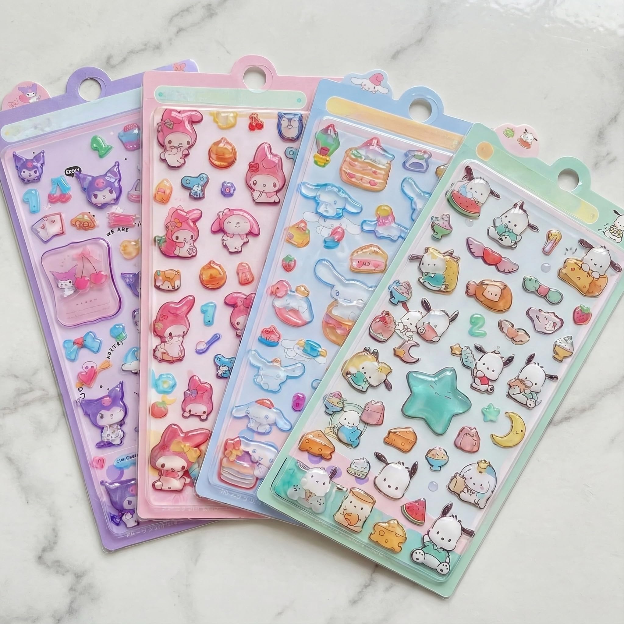 

Ninrikidy 4-Piece 3D Sticker Set Cute Stylish Decor DIY Phone Notebook Diary Easy Attach