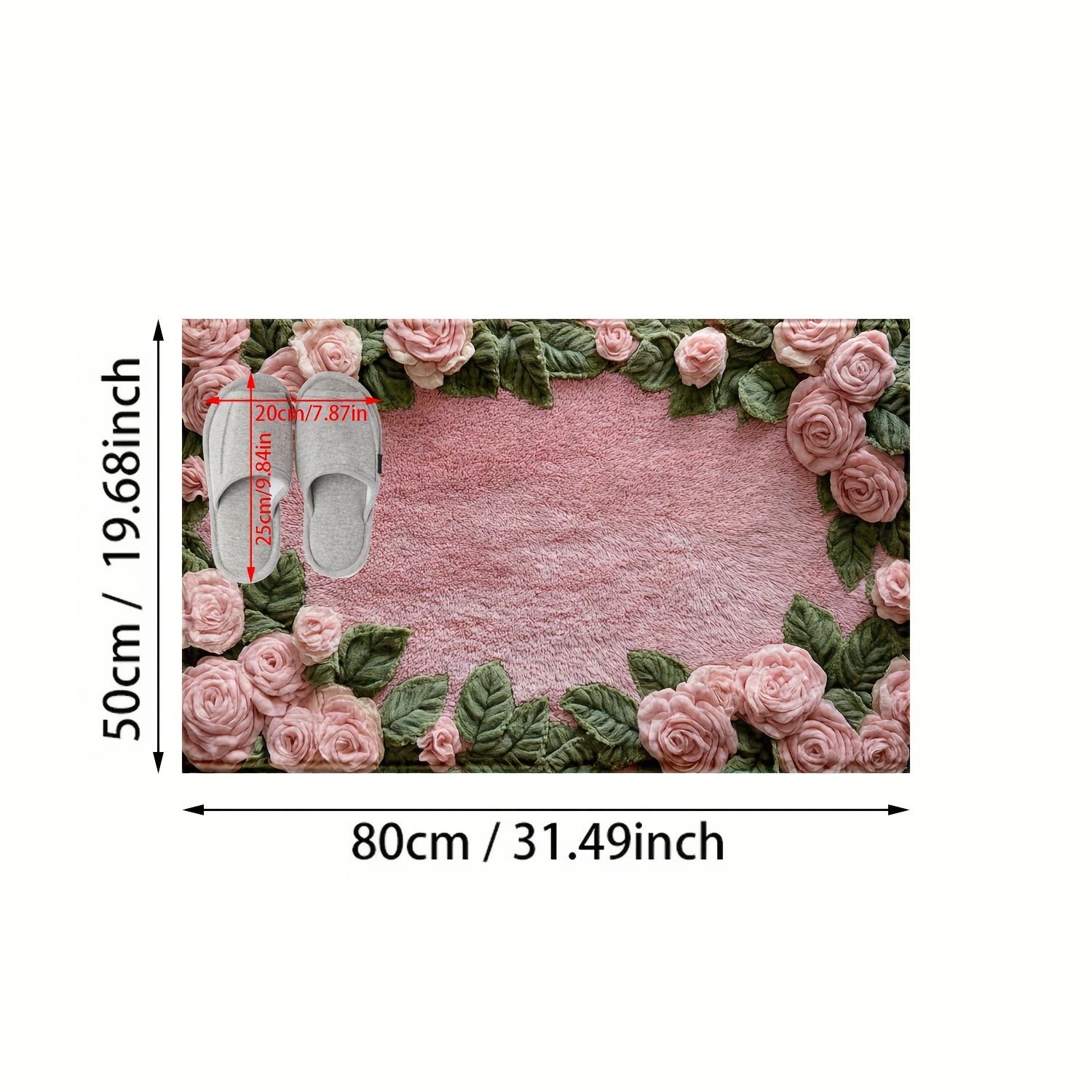 

1 шт. Нескользящий коврик для ванной из искусственного кашемира с рисунком розовой розы, подкладка из термопластичной резины, трикотажная ткань, для ванной комнаты, спальни, кухни, прихожей, использования в помещении и на открытом воздухе 60cm*40cm(23.6in