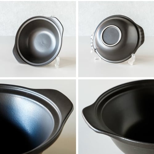 TAMAKI Thermatec Ultra-Lightweight Single-Serving Pot, 6.5cm, Charcoal Gray, 22.5cm X 19.5cm X 11cm High, Ceramic, 720ml, Easy To Use, Lightweight, T-