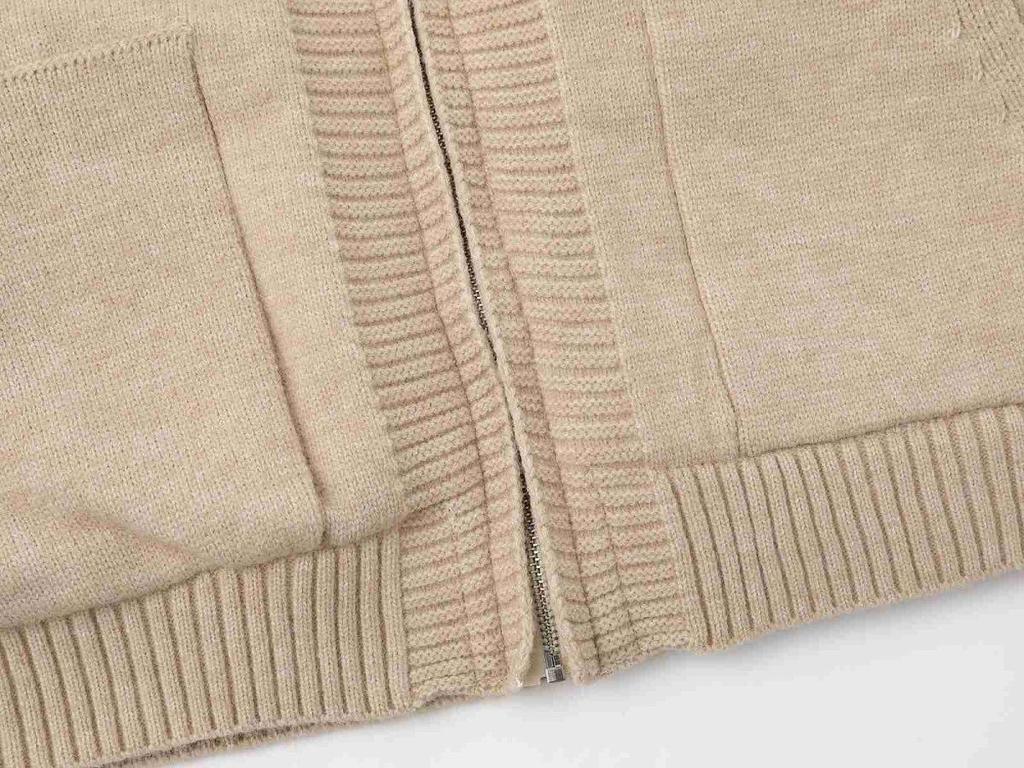 2026 Höst/Vinter Herrarbetsklädesstil Ståkrage Blixtlås Cardigan med Pälskrage