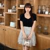 Dámské letní tričko s krátkým rukávem a U výstřihem - Francouzský styl, Plus size, Design omlazující postavu (65001)