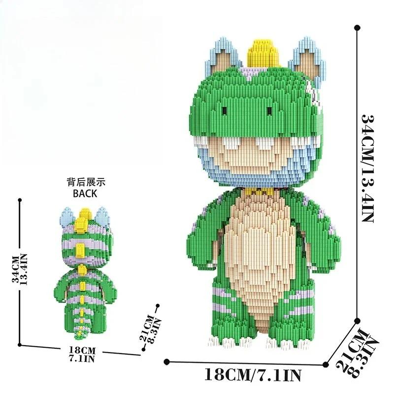 Big 43cm 3D Kawaii Bear Horse Model Micro Diamond Building Block Brick Toys For Children Adult Birthday Gifts Home Ornament