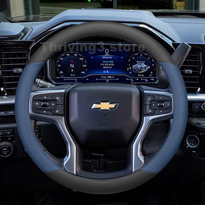 Leather Car Steering Wheel Cover For Chevrolet Silverado 2500HD ZRZ 3500HD LTZ 2012- 2024 Auto Steering Wheel Accessories
