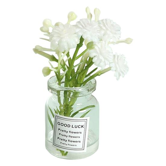 

Miniature Resin Flowers in Vase Set Dollhouse Decor with Realistic Details, Small Floral Decorations for Car Desk Accessories белый