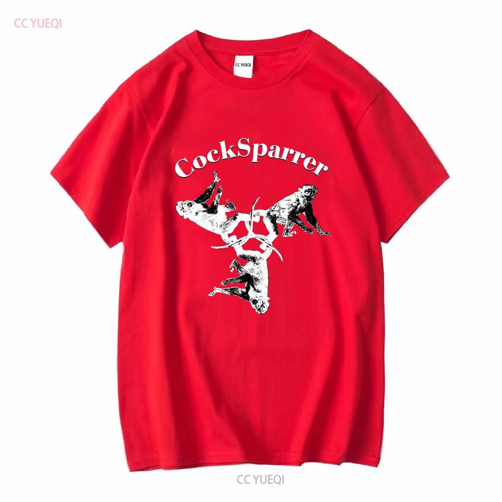 COCK SPARRER ZWEI AFFEN NEUES SCHWARZES T-SHIRT lang- oder kurzärmlig Vintage Gewaschene Streetwear Atmungsaktiv Leicht dehnbar Unisex
