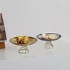 Elegant Stainless Steel Serving Tray High-foot Storage Plate Desktop Decoration Food Presentation Dish for Coffee Table