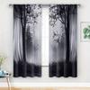 2PCS Blackout Curtains Misty Forest Gothic Print Polyester Rod Pocket Top for Bedroom Living Room Home Decor