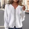 Women's Textured Jacquard Loose Zip Up Cardigan Long Sleeve Casual Jacket Outerwear Coat