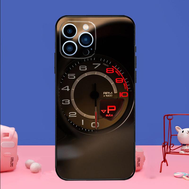 Speedometer Car Phone Case For iPhone 16 15 14 13 12 11 17 Pro Max Plus 12 13 Mini 16e 17 Air Bumper Cover