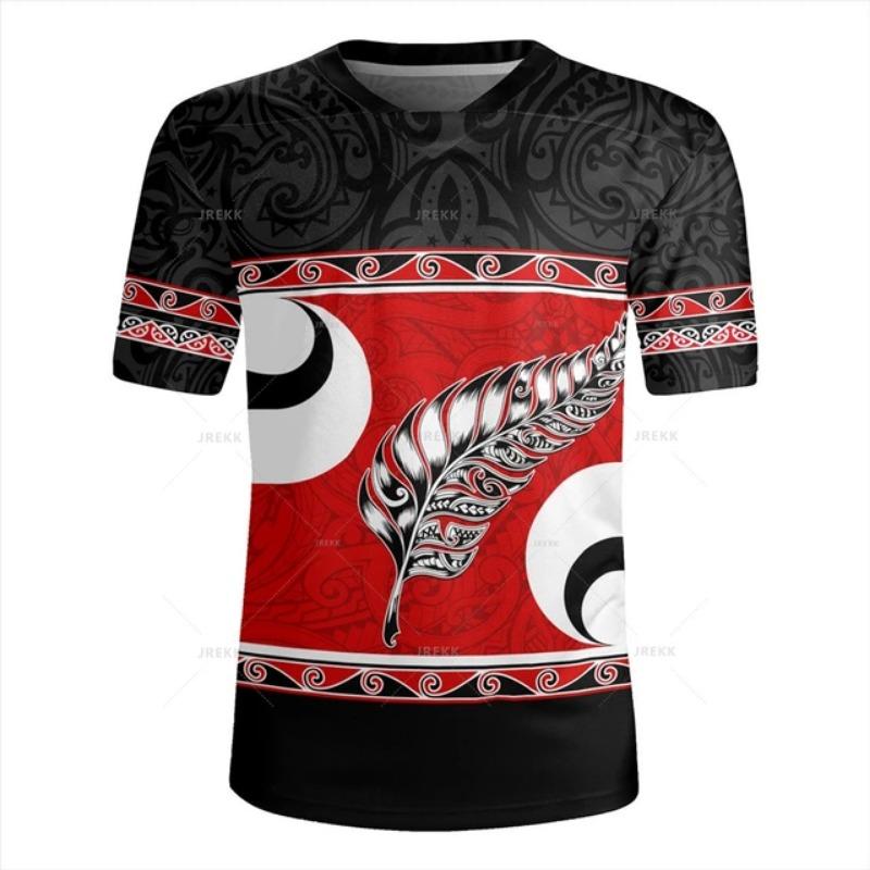 2025 Summer Men's New Zealand Maori Tribe Pattern Round Neck Short Sleeve Comfortable and Breathable Men's Sports and Leisure Top