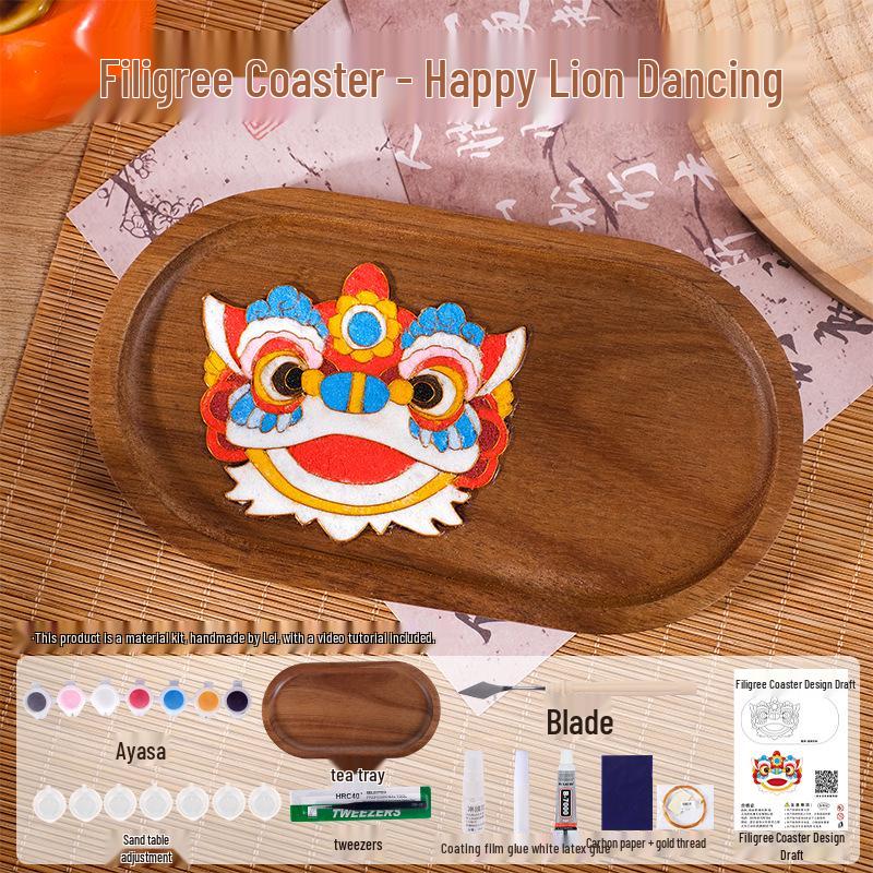Children's Day Cloisonné Enamel Coaster DIY Kit - Chinese Style Tea Mat for Parent-Child Activities