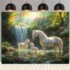 1 large unicorn forest scene background - durable polyester fabric, no power supply required