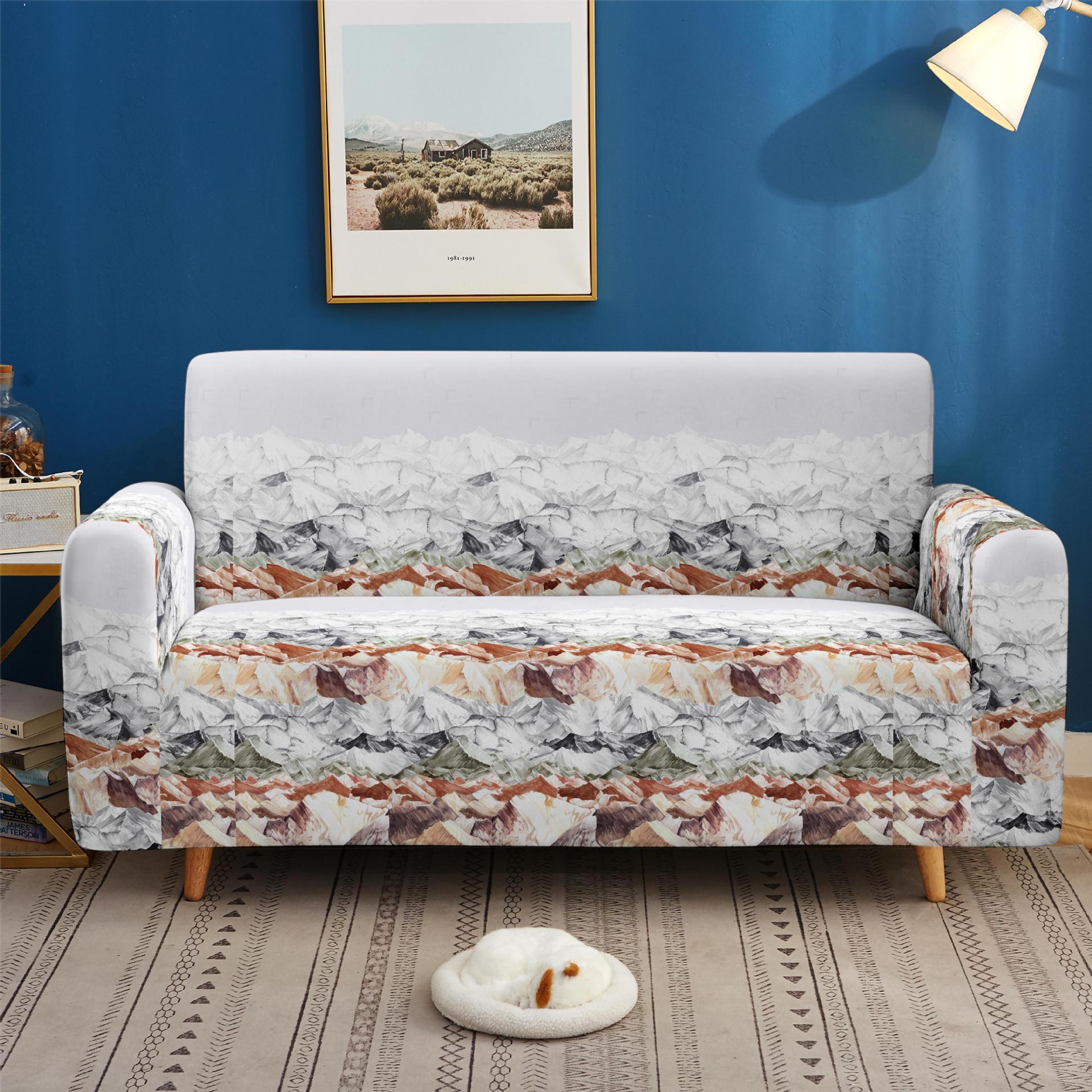 

Elegant Mountains And Rivers Dustproof And Non-Slip Elastic Sofa Cover Universal All-Inclusive Multi-Functional 3D Digital Magic Cover For All Seasons 90 * 140cm one seat