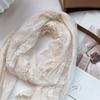 VREOVOR Vintage Hollow Lace Scarf Women's Shawl Silk Transparent White Gauze Embroidered Thin Cotton and Linen Spring and Autumn