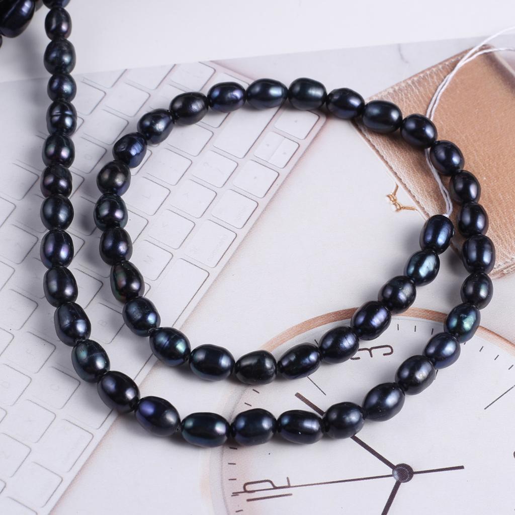 1String, Black Natural Freshwater Pearls, 6-7mm, Handmade Rice Pearl Beads for Jewelry Making DIY, Cheapest Items Available 36cm