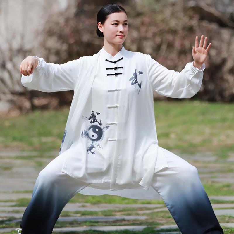 Women's Gradient Tai Chi Clothing 2025: High-End Competition and Practice Outfit for Spring/Autumn (Medium-Long Style)