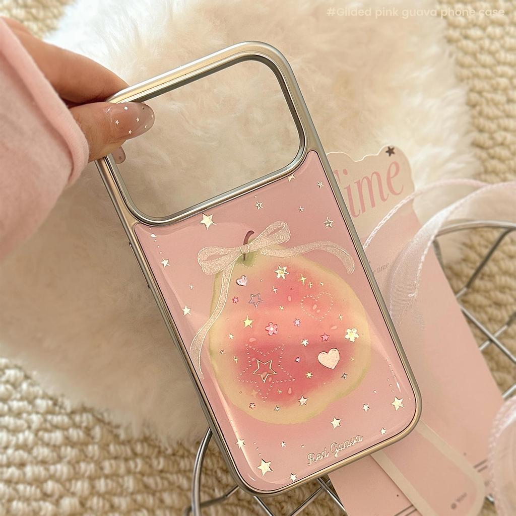 Creative Colored Diamond Pink Guava Phone Case for iPhone 16, iPhone 17, iPhone 17 Pro Max