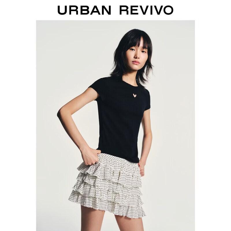 UR Women s Heart Cutout Short Sleeve T-shirt S чёрный