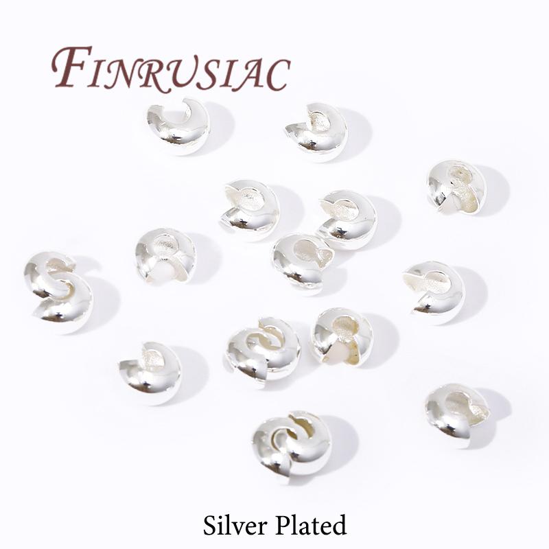 14K Gold Plated Brass Round Covers Crimp End Beads,Stopper Spacer Beads For Bracelets Accessories,DIY Jewelry Making Supplies