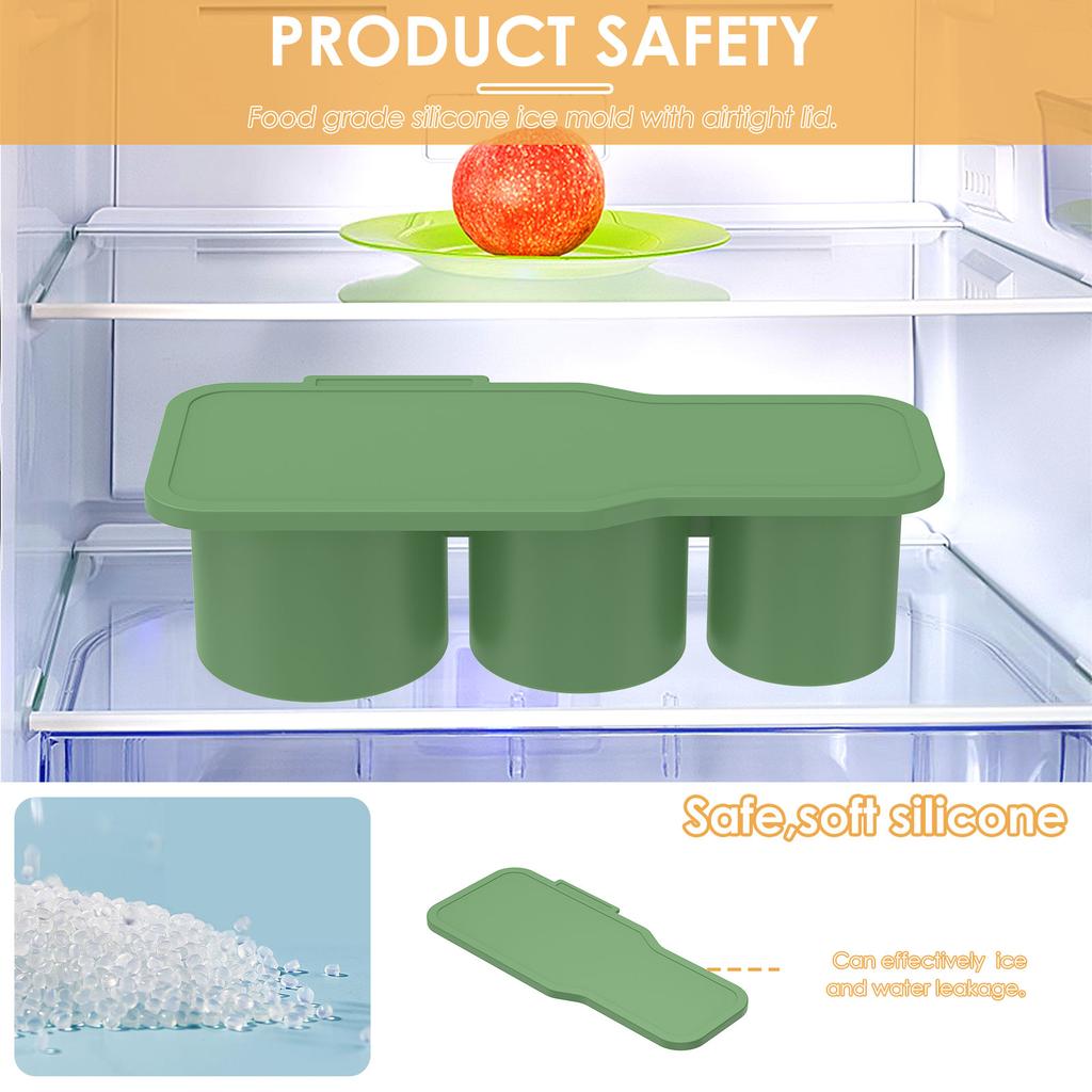 2 Pcs Tumbler Ice Mold Silicone Ice Cube Tray with Lid for Tumbler Cup Safe Freezer Ice Molds Easy Release Ice Cube Molds