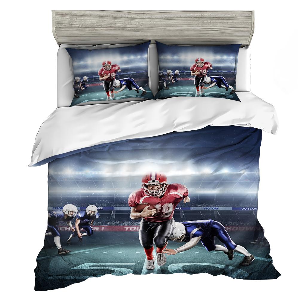 3D Print Rugby Sports Duvet Cover Set, American Football Bedding Set Queen Fashion 3pcs Comforter Microfiber Quilt Cover Double